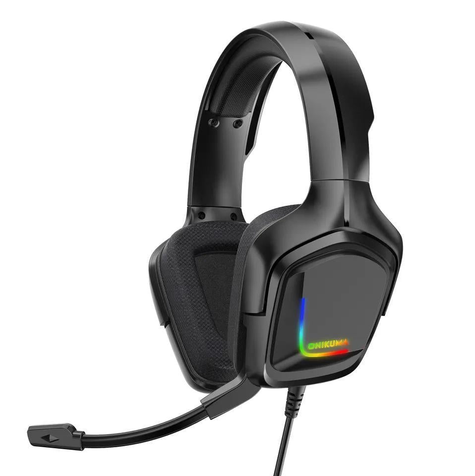 Наушники игровые проводные полноразмерные ONIKUMA K20-3,5 мм c микрофоном и RGB подсветкой Черный (125889ec)