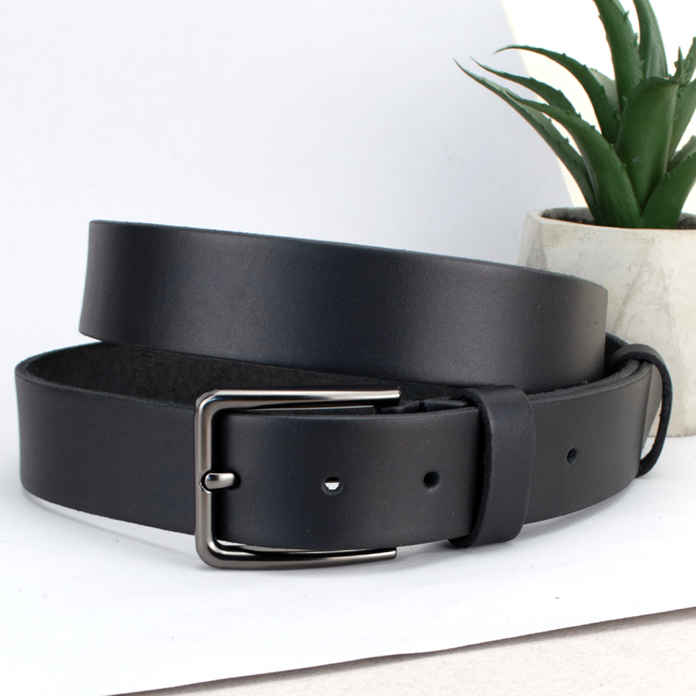 Ремень мужской кожаный HC-3462 классический 120 см Черный (1973705630)