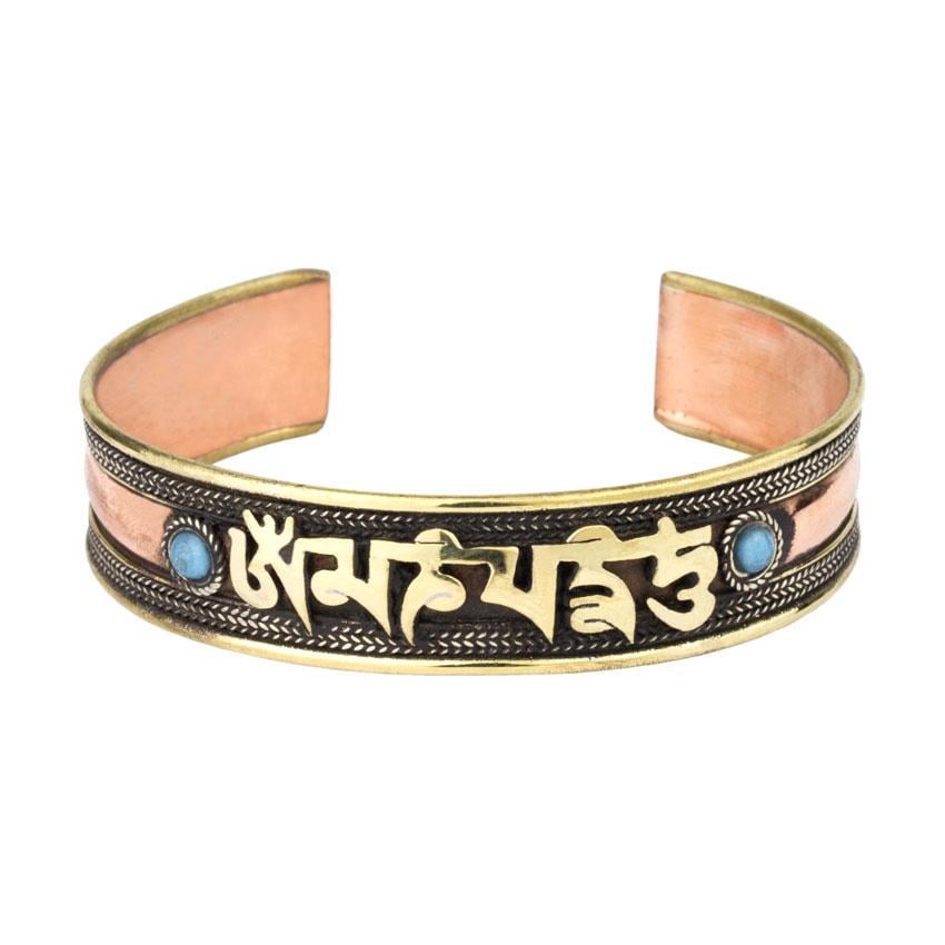 Браслет Mantra Mani Tibet 3 metal 2 голубых камня 7х7х1,6 см (27468)