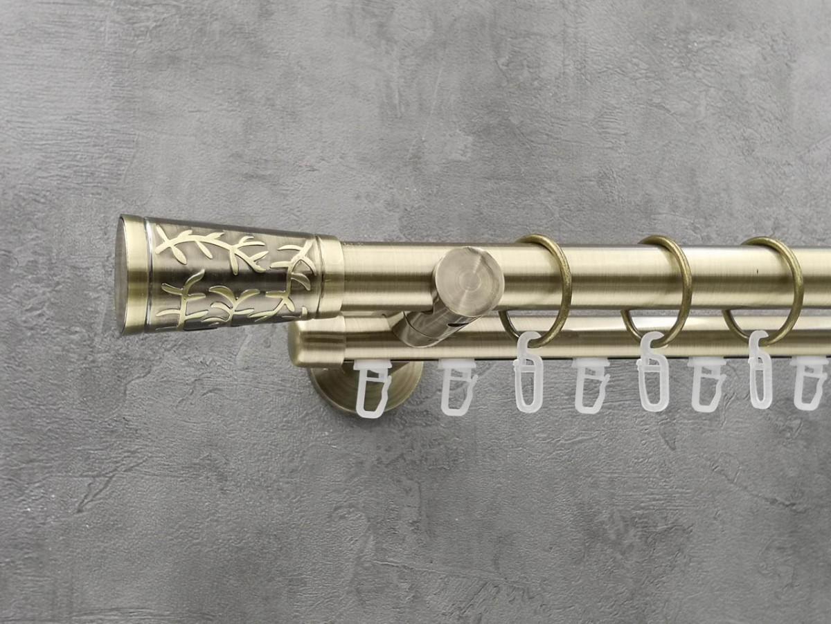 Карниз Quadrum Севілія гладка/імпресійна штанга подвійний універсальний 25/19 мм 240 см Антик (262045356)