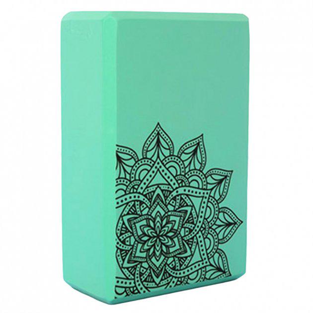 Блок для йоги с рисунком EVA 23х15х8 см Бирюзовый (MS 0858-5-Т)