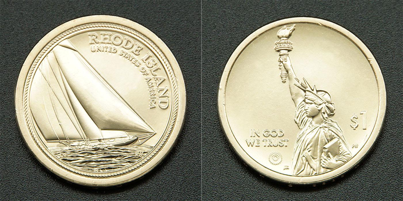 Коллекционная монета США 2022 1 доллар D Род-Айленд американские инновации UNC
