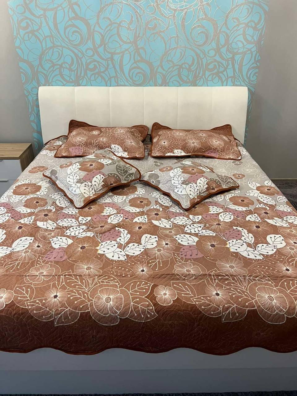 Покрывало евро 220х240 см с наволочками 2 шт. 50x70 см/2 шт. 50x50 см Коричневый (П4К-Al-pokr4-002)