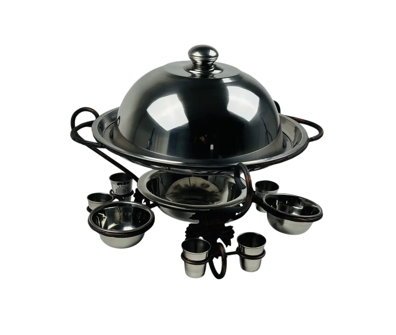 Садж для подогрева шашлыка GrillMaster SJ-6570 VIP Виноградный лист с соусницами/рюмками/крышкой стали 36 см (10-164-SJ-6570)