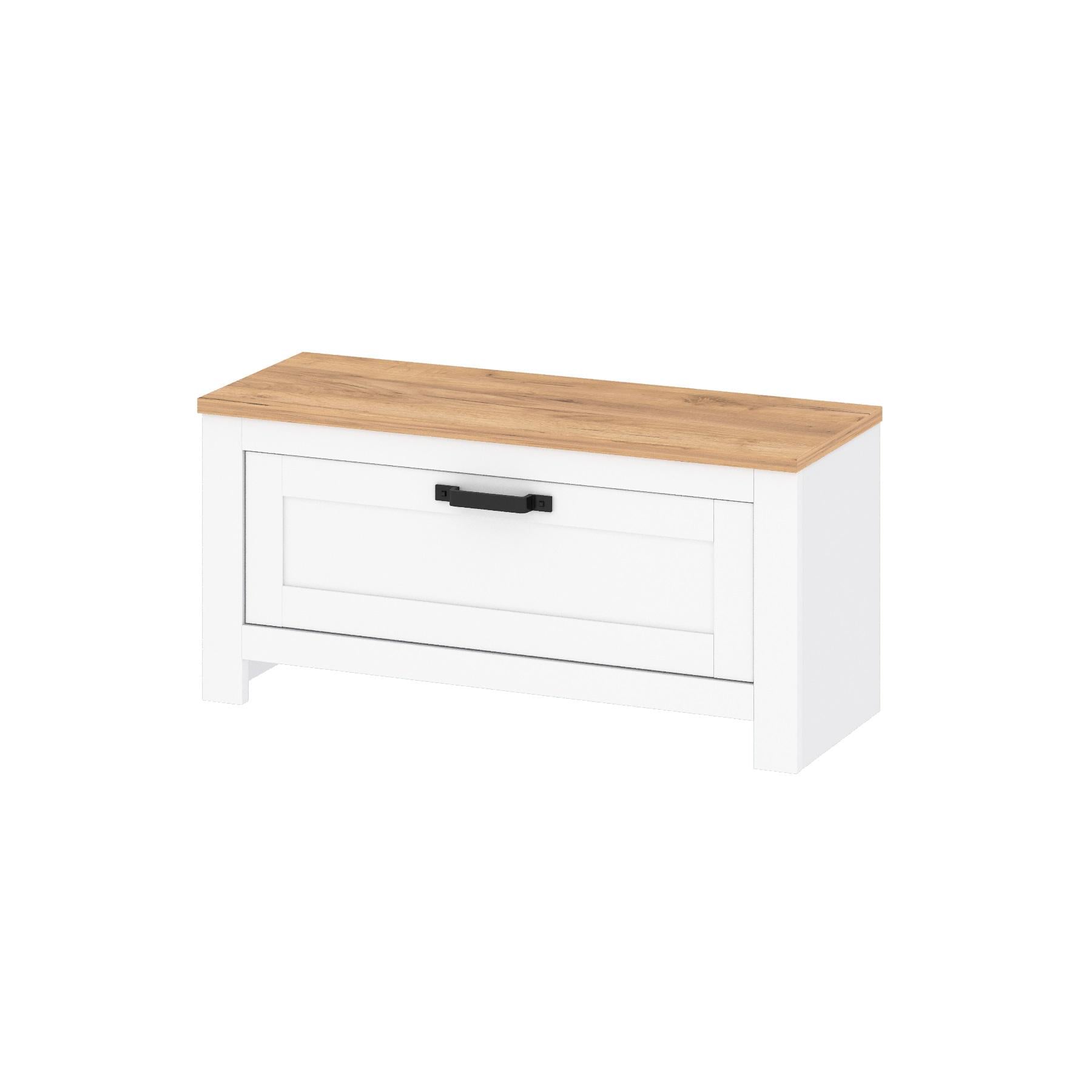 Тумба для взуття Blonski Lanzette N 1Д з ДСП/МДФ 937х350х448 мм Німфея альба/Дуб золотий крафт