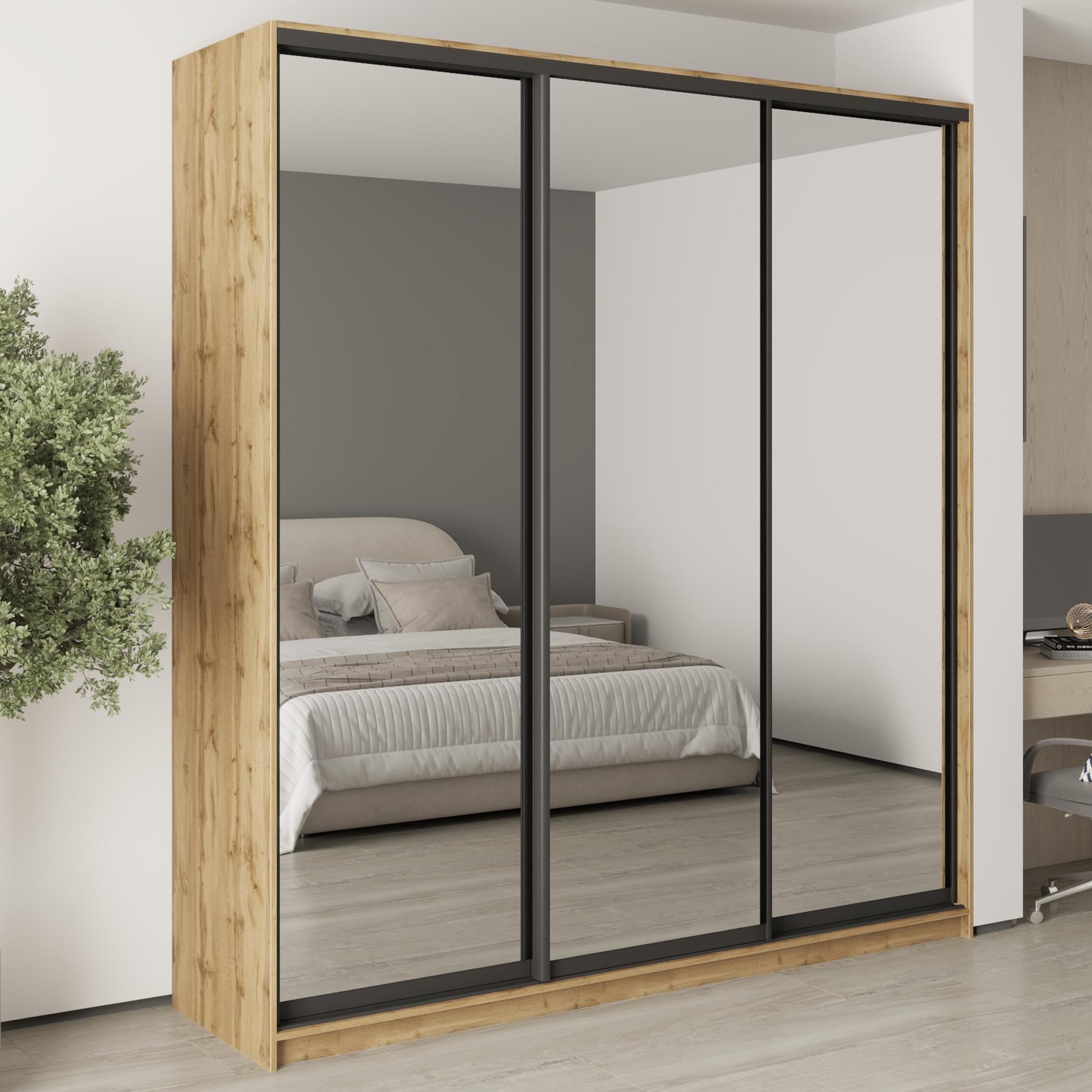 Шкаф-купе трехдверный MebelStar Стандарт BG 3 Зеркала 220x60x240 см Дуб тахо (MBS-8866)