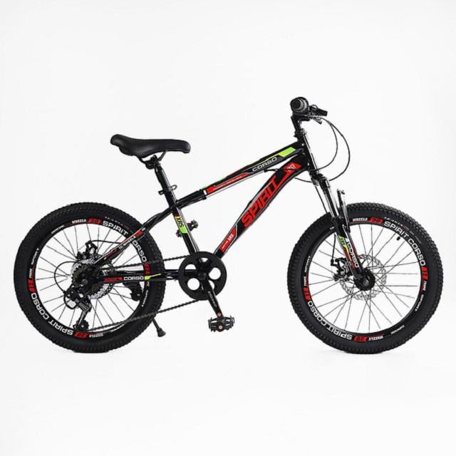 Велосипед спортивный Corso Spirit 20" рама стальная 12"/7 скоростей Shimano/собранный на 75% Black (162825)