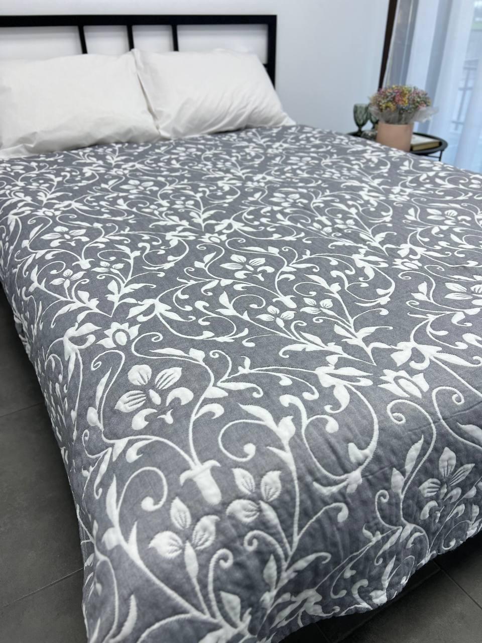 Покрывало муслиновое евро 200х230 Серый (П4К-al-muslin25-005)