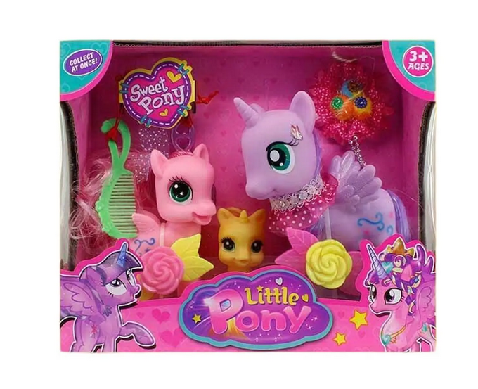 Набор игровой пони зеркальце/гребешок/резинка для волос/2 шпильки (907-2)