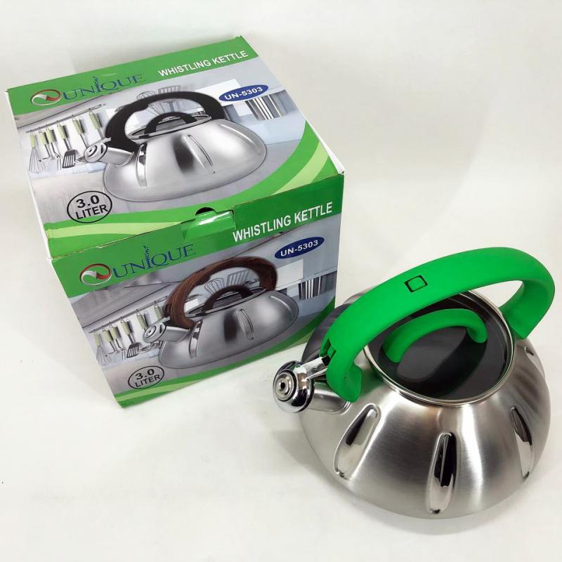 Чайник Unique UN-5303 со свистком 3 л Green (tf5907) - фото 7