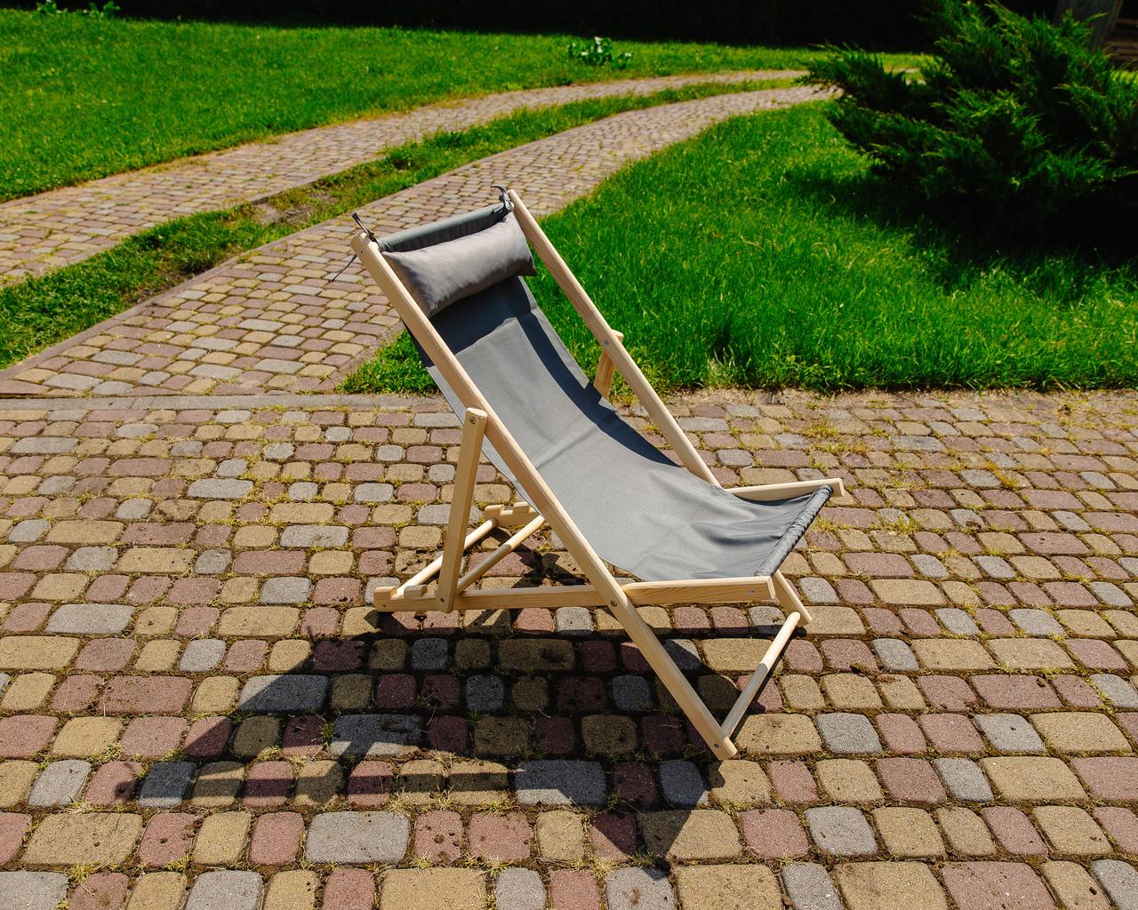 Шезлонг для дачи тканевый XRmaster с подушкой Графитовый (КШ-023) - фото 3