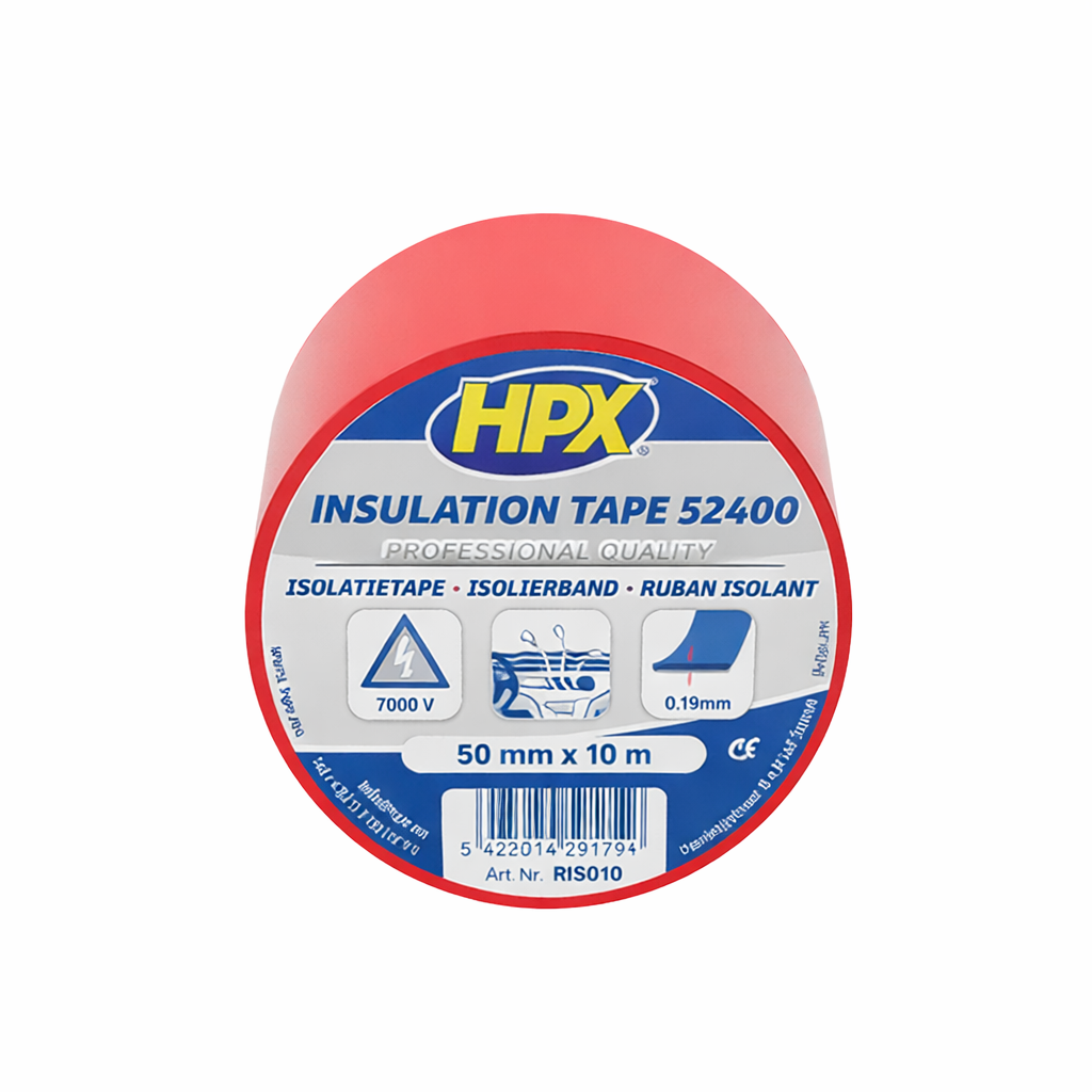 Изоляционная лента ПВХ RI5010 52400 устойчива к влаге и износу 50 мм 10 м Красный (9f718063)