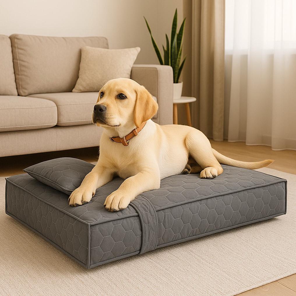 Лежанка для собак і котів з подушкою/знімний чохол L 70х110х12 см Сірий (8-35943х001)