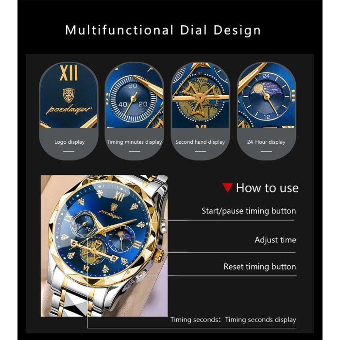 Годинник наручний чоловічий Poedagar Turbo Silver (1680) - фото 6