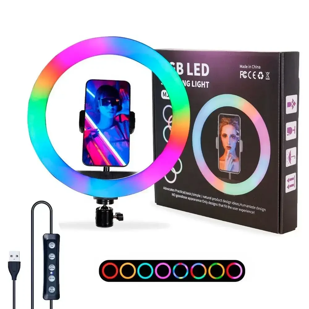 Кільцева LED лампа RGB 30 см 20 Вт та настільний штатив-тринога (1847150913) - фото 2