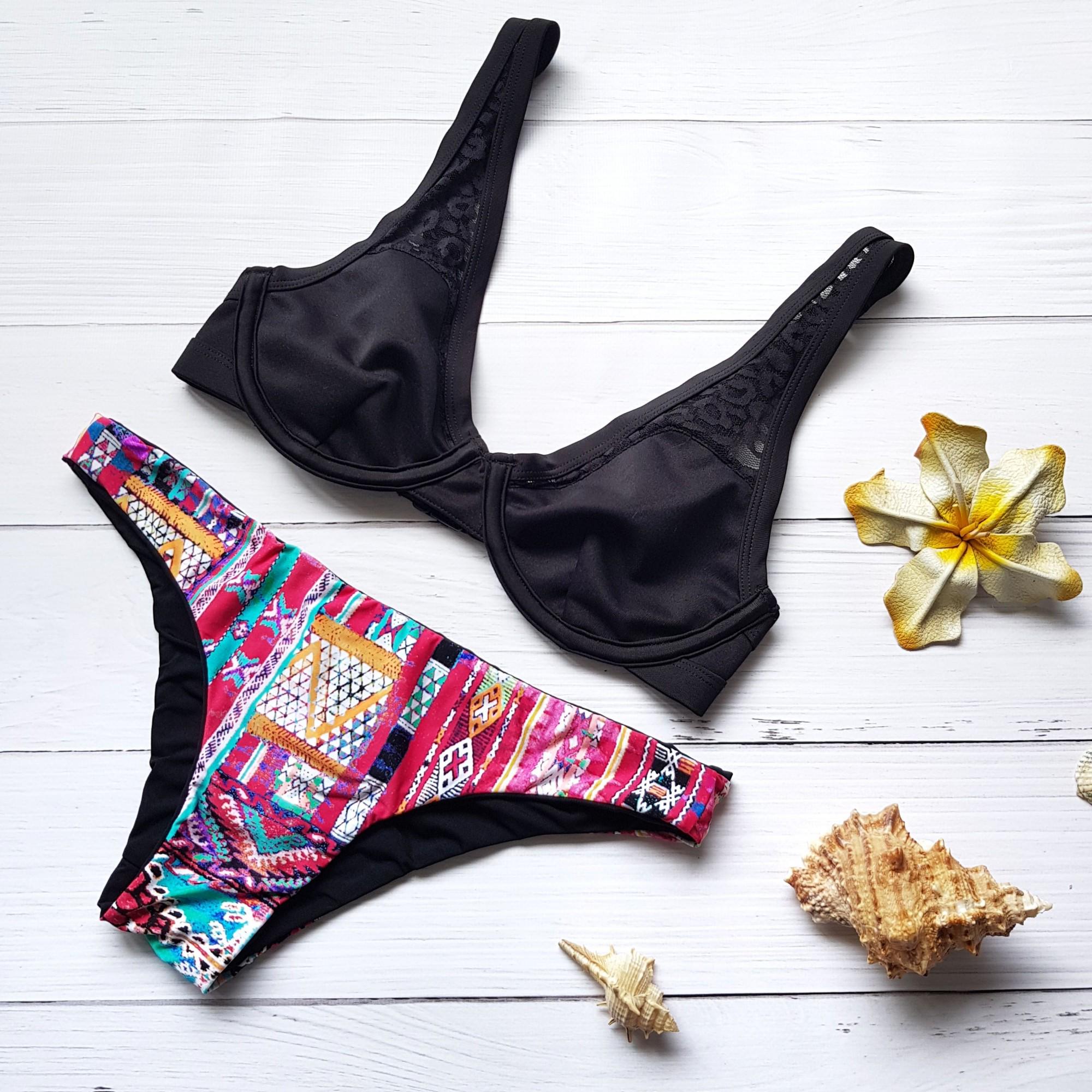Купальник раздельный Seafolly 8617 в геометрический принт S р. 42 Черный