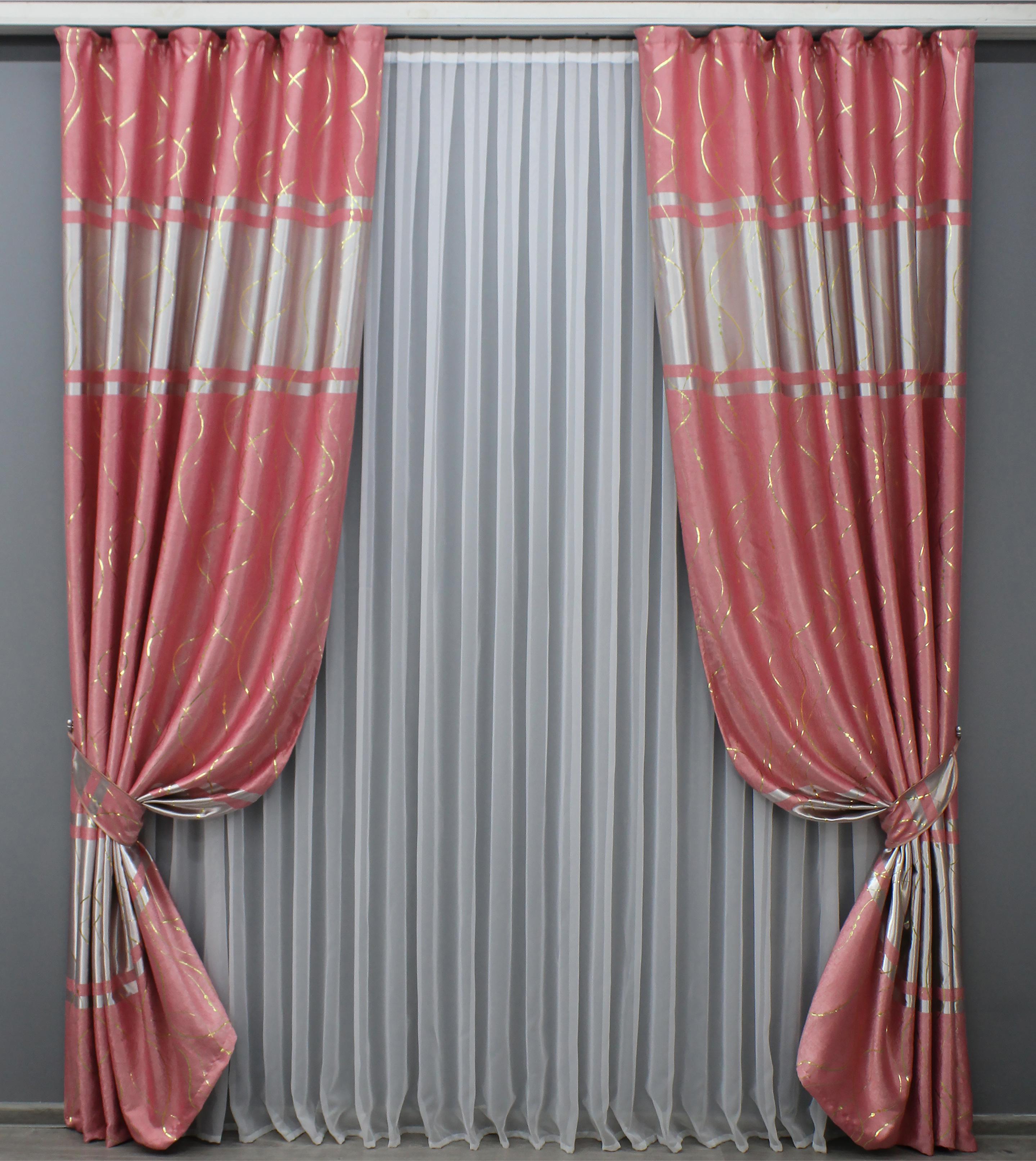 Комплект готових штор VR-Textil Софт Ліана №461ш 100х270 см 2 шт. Рожевий (31-686)