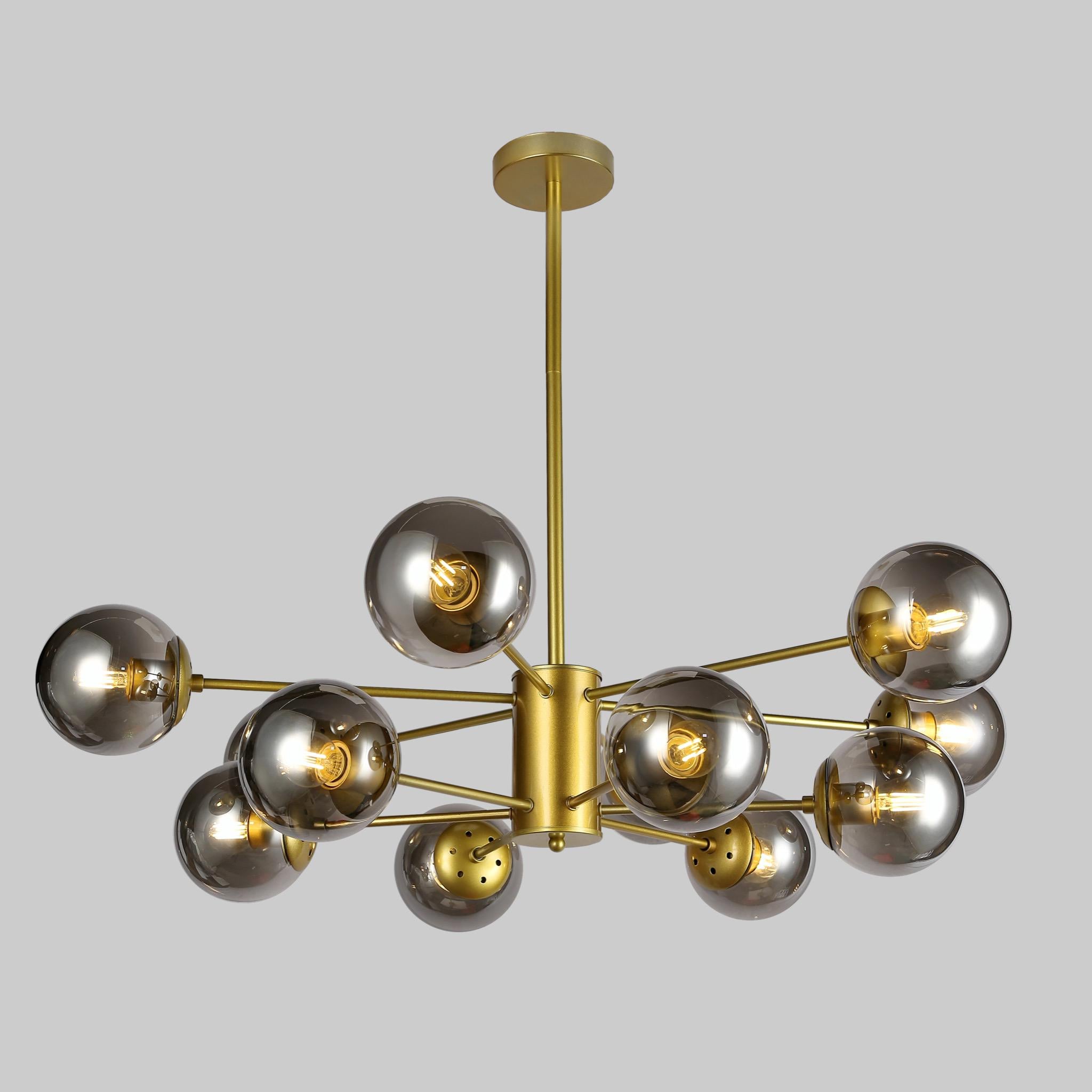 Люстра Molecule на 12 ламп с графитовыми плафонами Золотой