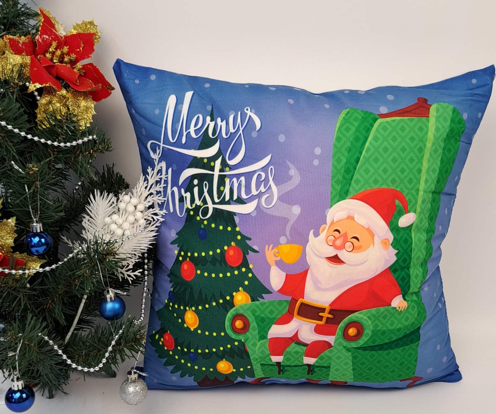 Наволочка велюровая Santa Claus 45x45 см Blue (CN20882)
