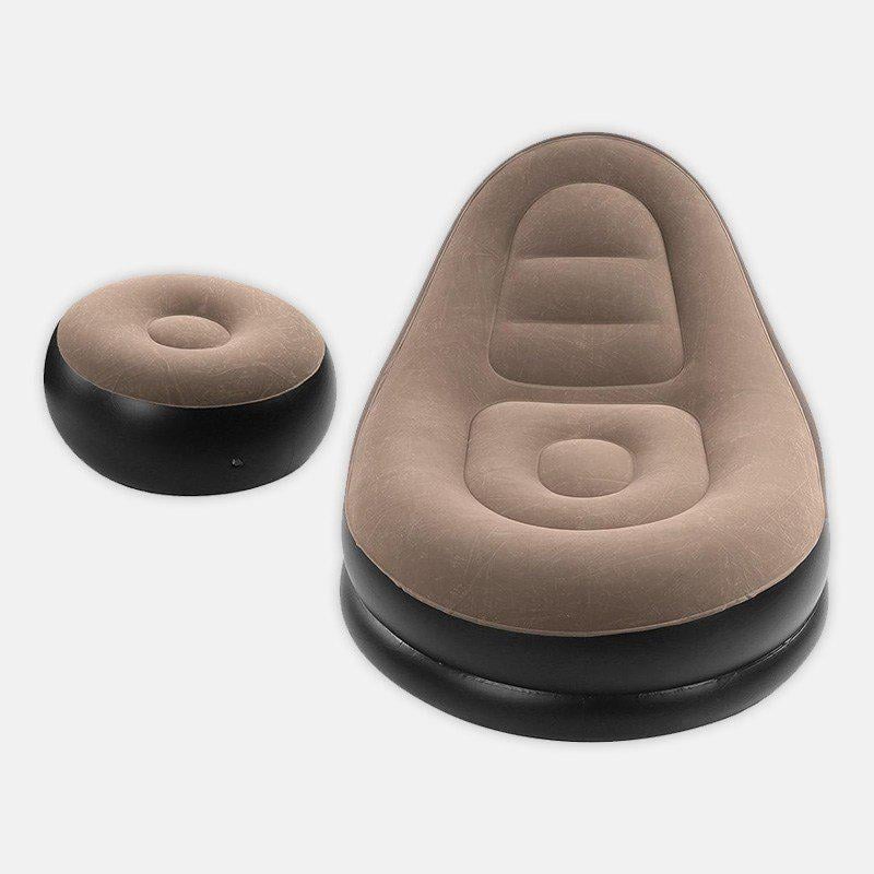 Надувное кресло с велюровым пуфом Air Sofa Comfort 99х130х76 см - фото 2