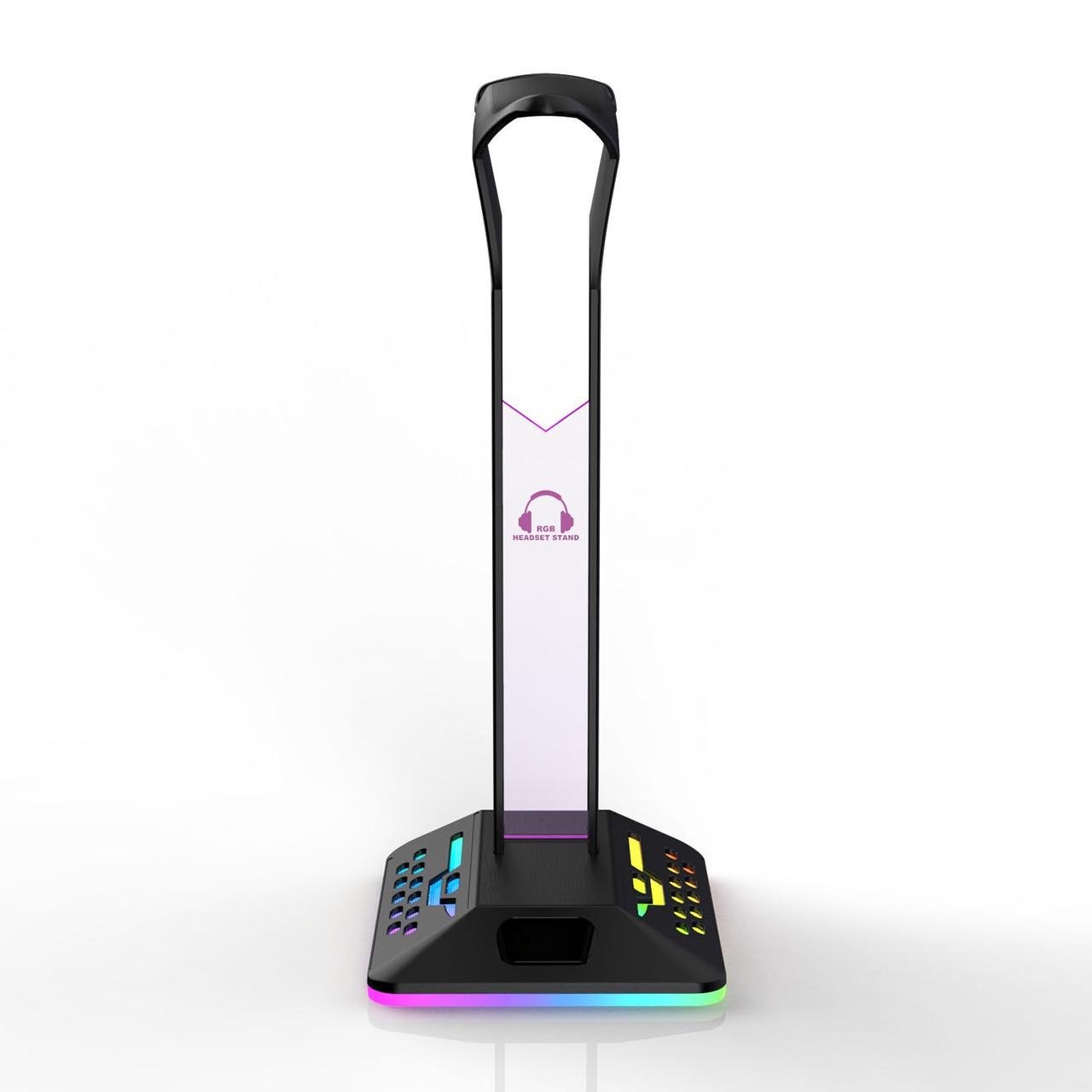 Підставка для геймерських навушників Headphone Stand RGB з подвійним USB-хабом Чорний (1878534307) - фото 4