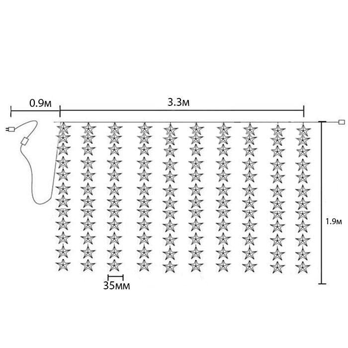 Гирлянда штора светодиодная на окно Звездопад 300х180 Rubber-1M Разноцветный (1009637-Other) - фото 8