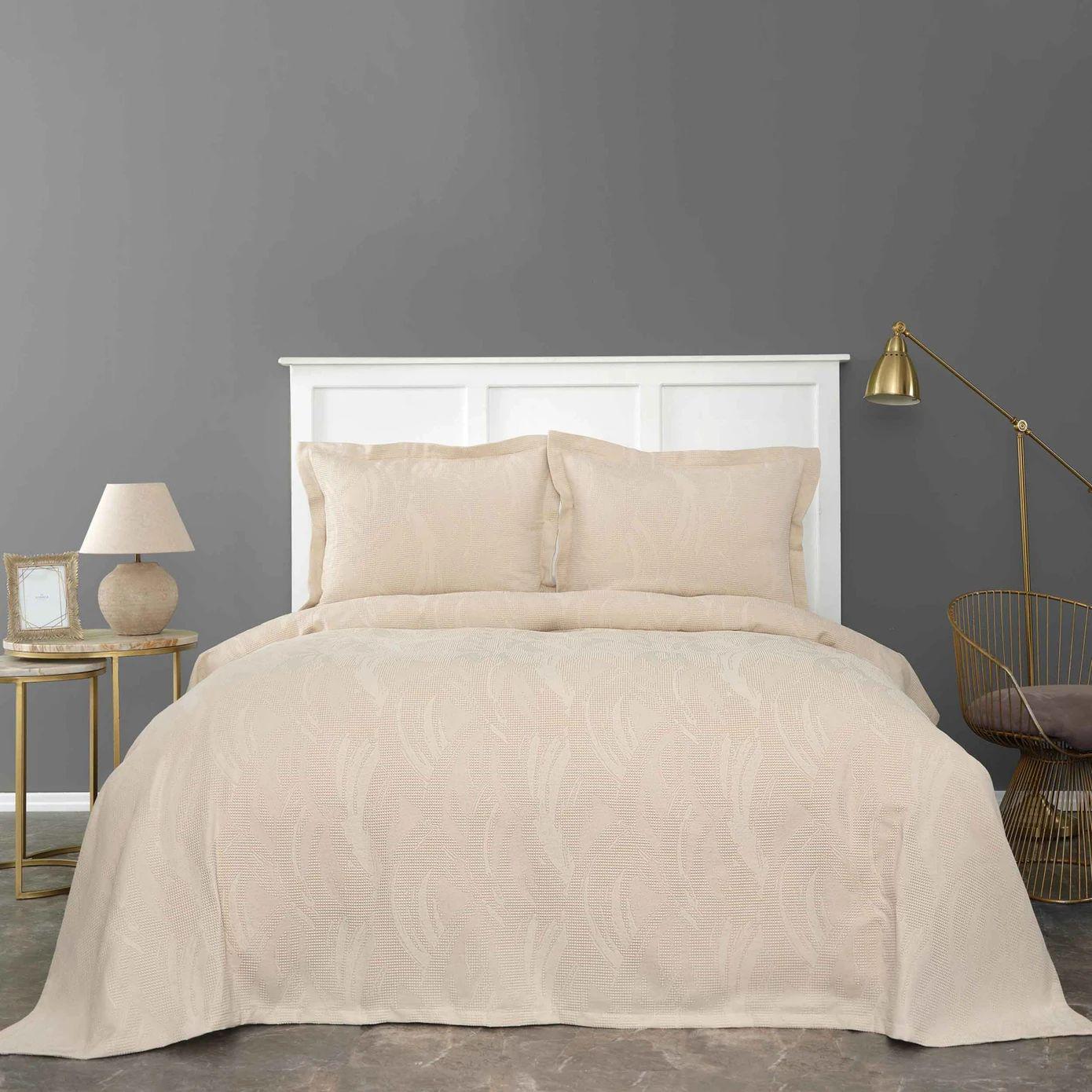 Покрывало с наволочками Karaca Home Blanche 230х240 см евро Бежевый (13512861)