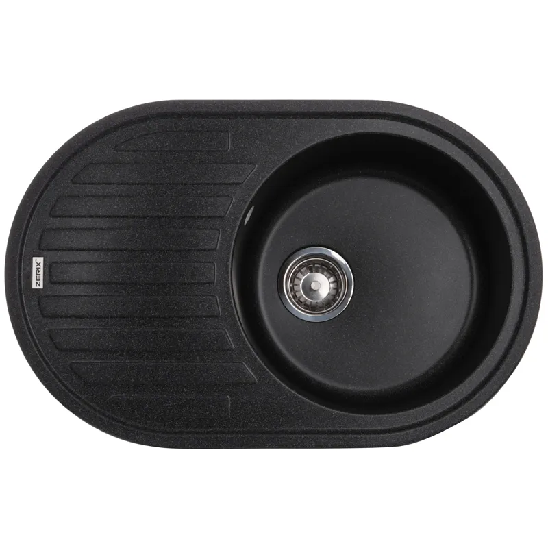 Мойка кухонная Zerix ZS-7750R-13 овальная 770x500 мм Графит (ZX4561)