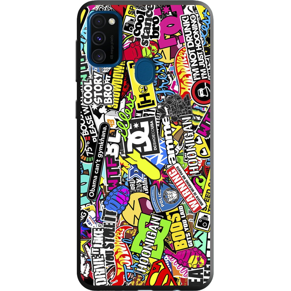 Чехол с рисунком Boxface Samsung M307 Galaxy M30s Multicolored Inscriptions Черный силикон (38209-up880-38658)