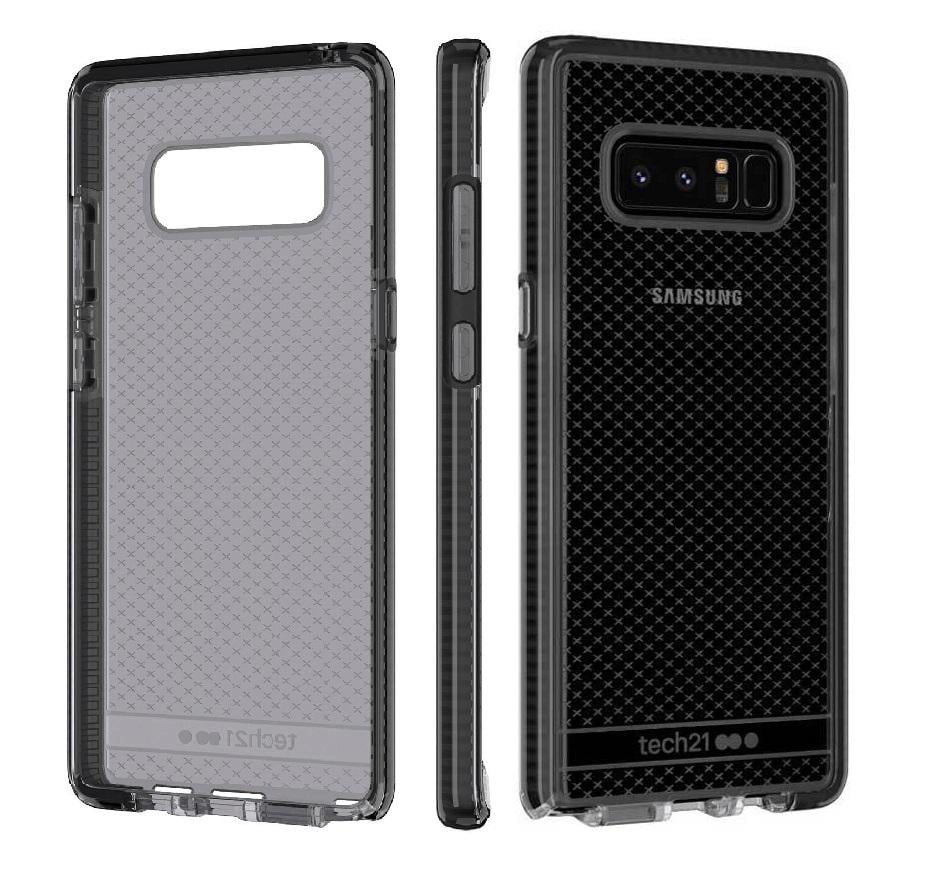 Противоударный чехол силиконовый прозрачный Tech21 Evo Check для Samsung Galaxy Note 8 Smoke Black