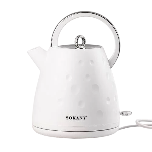 Электрочайник Sokany SK-1033 бесшумный из нержавеющей стали 1850W 1,7л Белый (14605903)