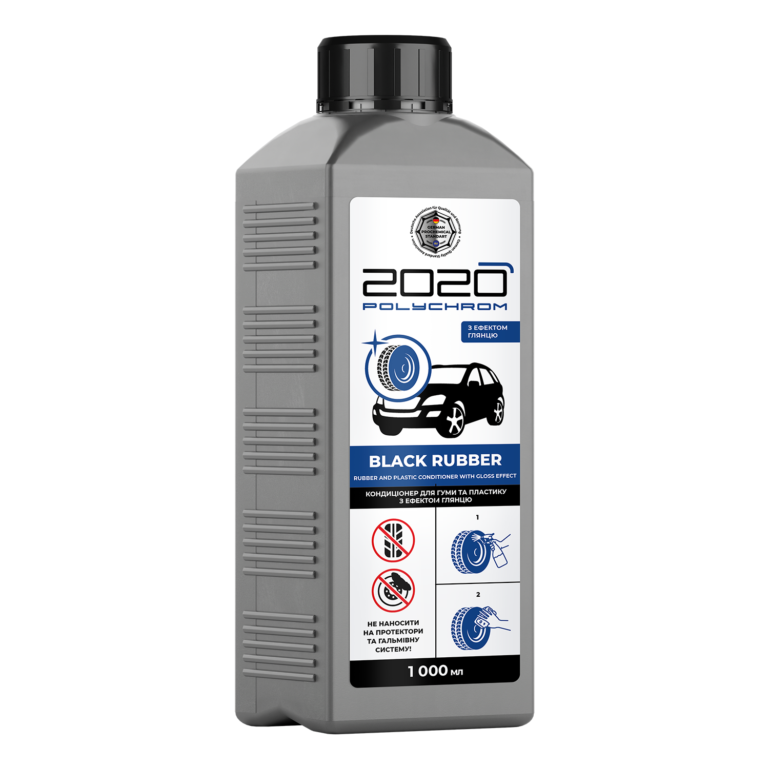 Кондиціонер для гуми та пластику POLYCHROM 2020 Black Rubber з ефектом глянцю 1 л (POLYCHROM2020-Black-Rubber-1L)