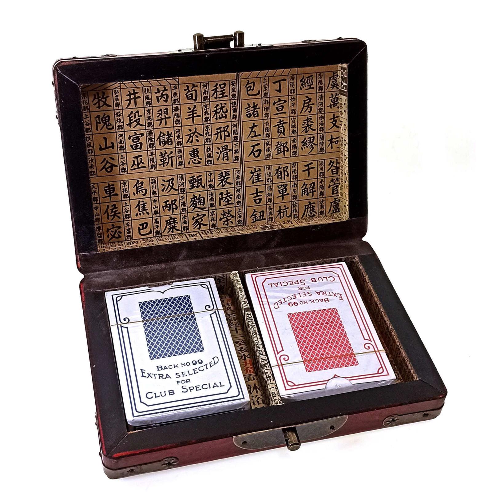 Шкатулка деревянная с игральными картами Антик