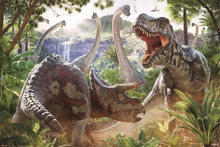 Постер плакат Битва Динозавров Дэвид Пенфунд/Dinosaur Battle David Penfound 61x91,5 см