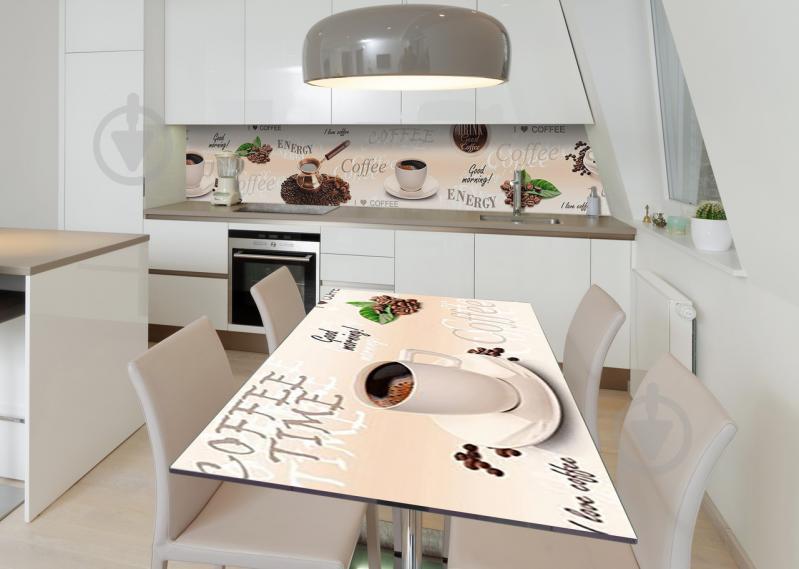 Наклейка 3Д виниловая на стол Zatarga «Энергия в чашке» 600х1200 мм для домов, квартир, столов, кофейн, кафе Наклейка 3Д виниловая на стол Zatarga «Энергия в чашке» 600х1200 мм для домов, квартир, столов, кофейн, кафе