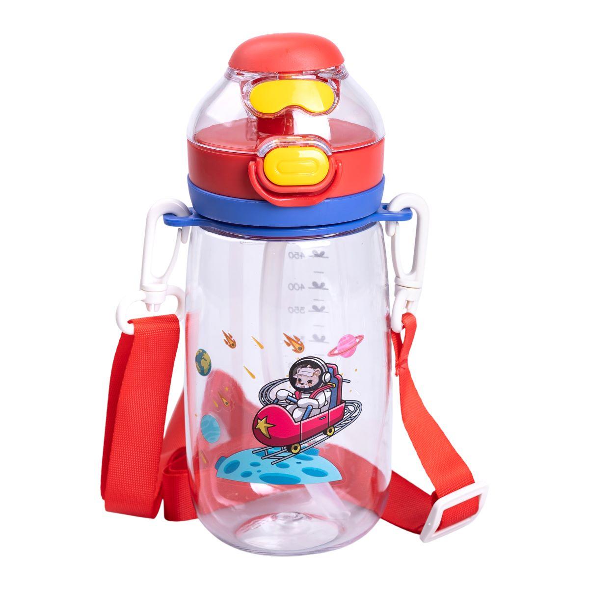 Бутылка для воды детская с ремешком и трубочкой HP-14-45R 550 мл (A-033939)