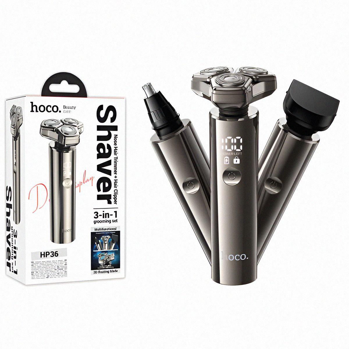 Электробритва Hoco HP36 3в1 с триммером и насадками (27489411) - фото 3