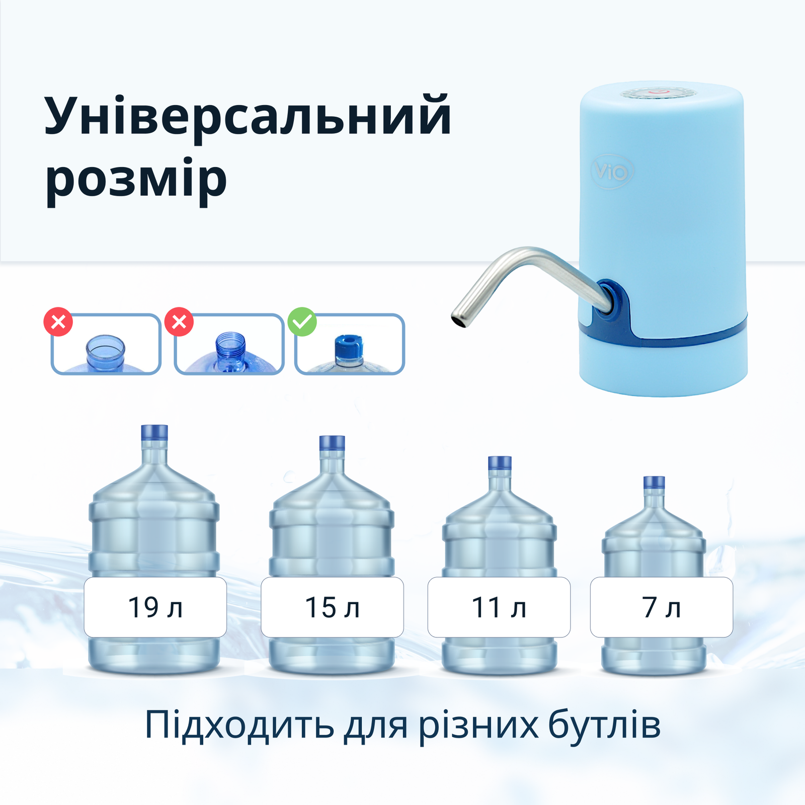 Помпа для воды электрическая VIO E20 с двойным мотором Голубой (9996) - фото 7 Помпа для воды электрическая VIO E20 с двойным мотором Голубой (9996) - фото 7
