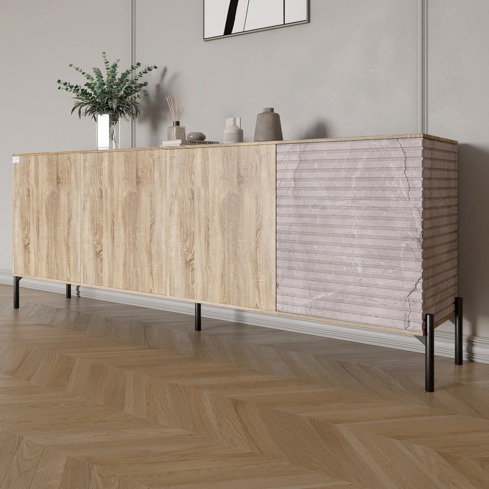 Комод Lion Грей 204x38x76,5 см Дуб Сонома/Камень (LION-042609)