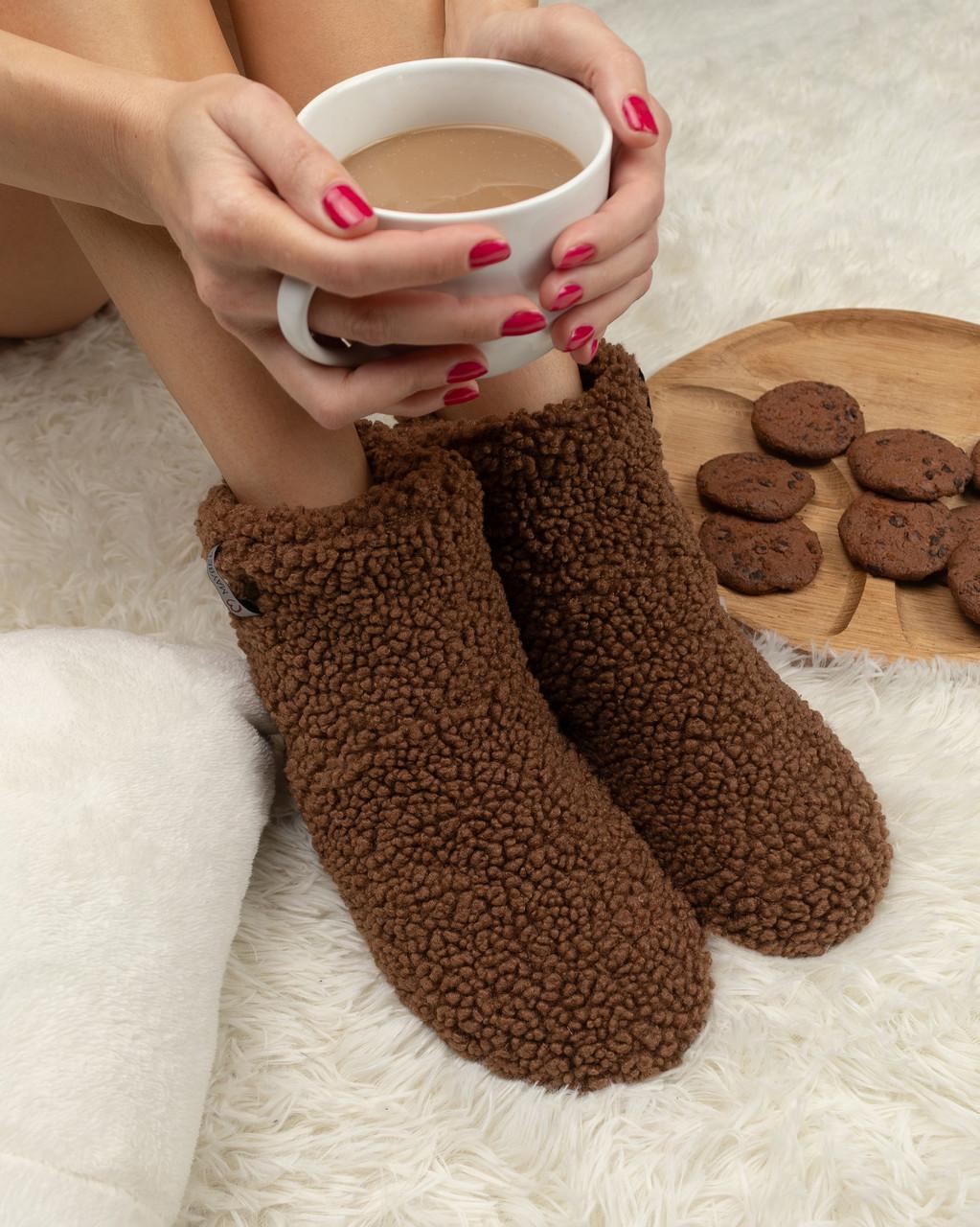 Тапочки-сапожки домашние тедди Шоколадный