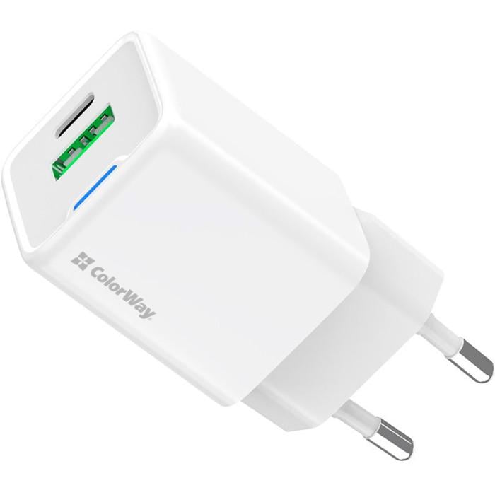 Зарядное устройство сетевое ColorWay GaN Mini CW-CHS055PD-WT 35W 1xUSB-C 1xUSB-A PD 3.0/QC 4.0 PPS White