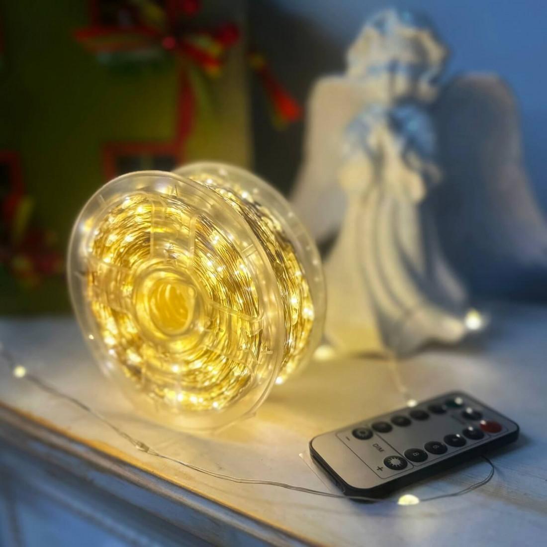 Гирлянда светодиодная Роса капля от сети белый теплый 8 режимов с пультом управления 200 м 2000 ламп (1264)