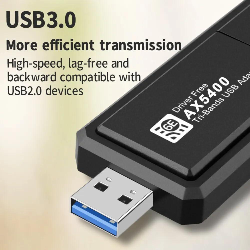 Адаптер бездротовий Kayfovo WA-5400 USB 3.0 Wi-Fi 6E/AX 2.4G/5G/6Ghz 5400 Мбіт/с AX5400M (29035) - фото 3 Адаптер бездротовий Kayfovo WA-5400 USB 3.0 Wi-Fi 6E/AX 2.4G/5G/6Ghz 5400 Мбіт/с AX5400M (29035) - фото 3