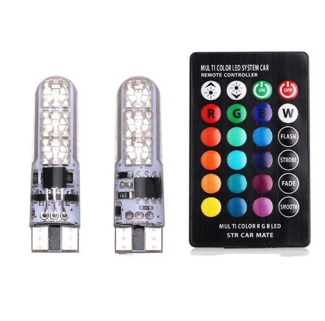 Комплект ламп RGB LED T10 W5W 16 цветов/с пультом ДУ (2860803688)