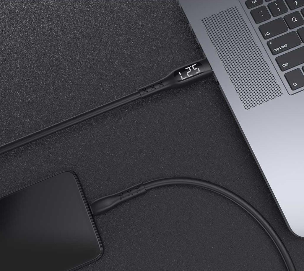 Кабель з дисплеєм WSKEN Cable USB to Type-C 2A 1,2 м Black - фото 6