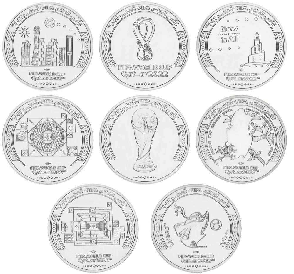 Набор коллекционных монет Катар по 1 риалу 2022 UNC Чемпионат Мира по футболу 2022 FIFA World Cup 2022 8 шт. (15391163)