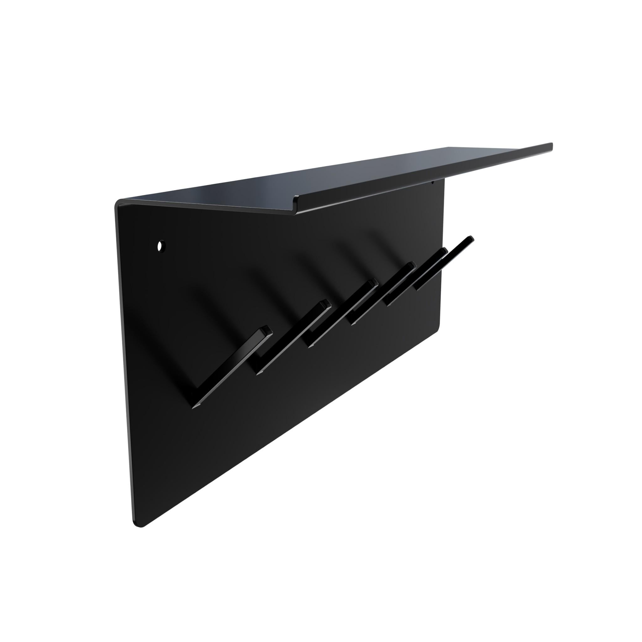 Вешалка настенная с полкой ПВК-800х6 800х300х200 Черная (2866150616/К2192)