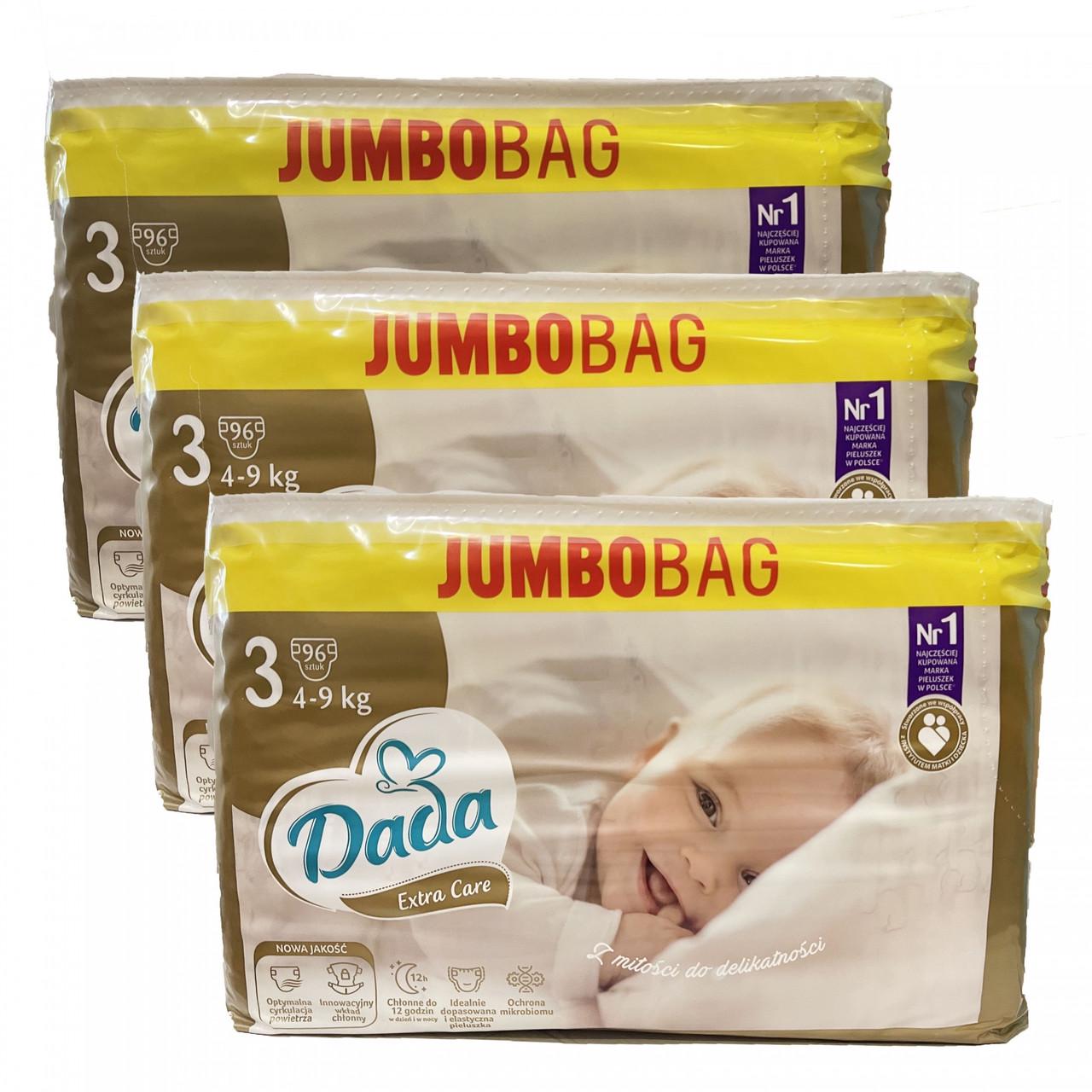 Підгузки дитячі Dada Extra Care Jumbobag р. 3 MIDI 4-9 кг 288 шт. (1838195563)
