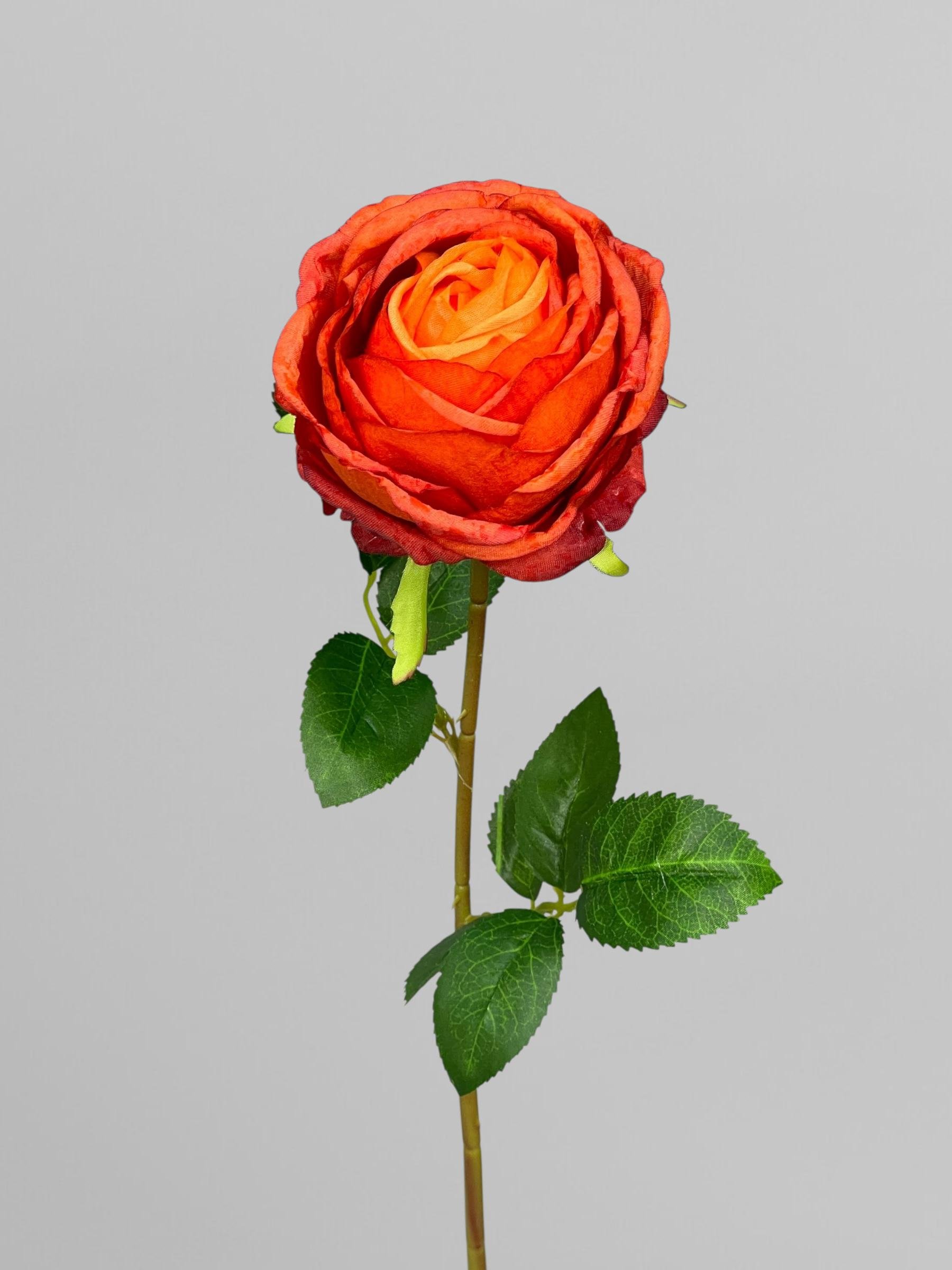 Искусственная роза сатиновая на стебле 59 см Оранжевый (К02139)