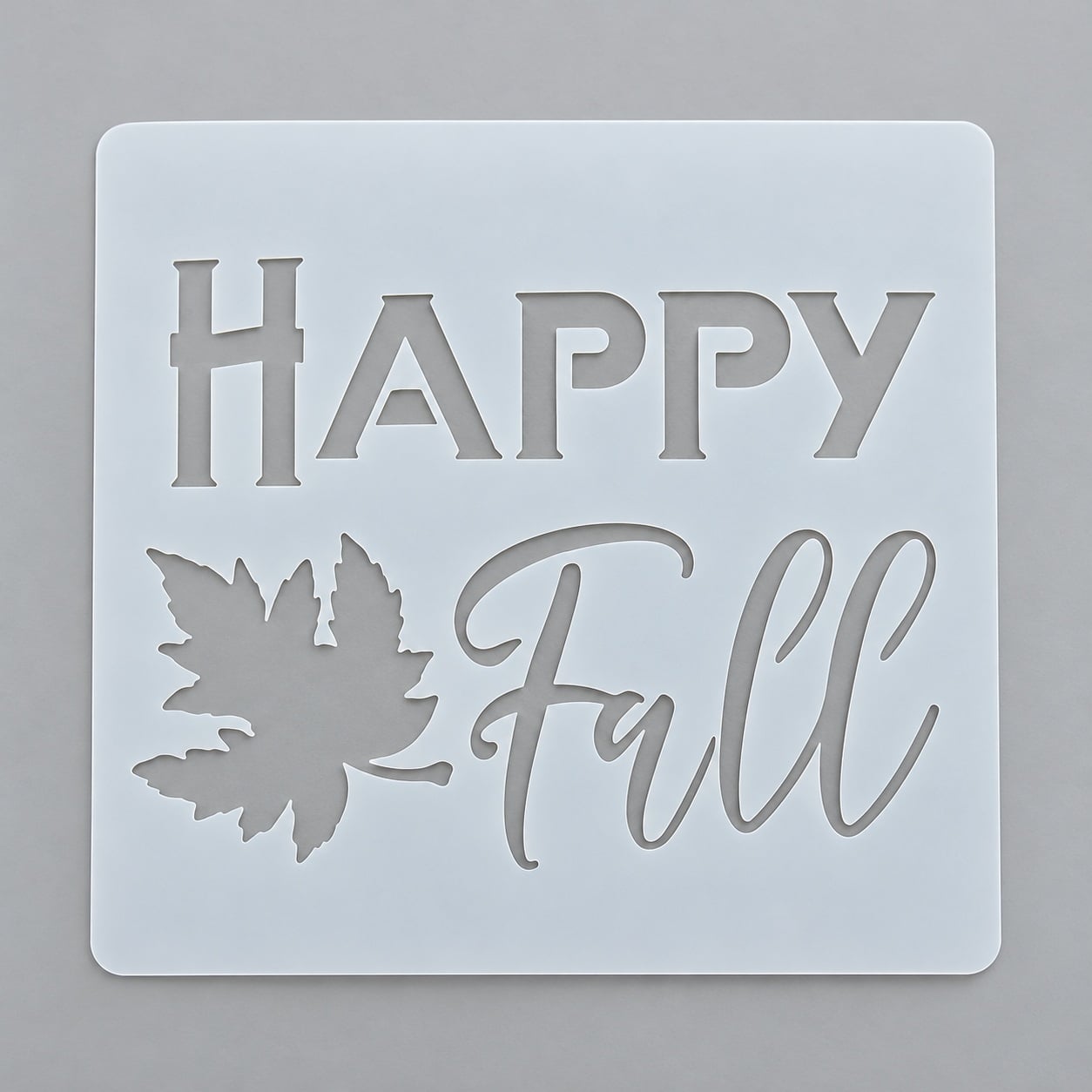 Трафарет для торта кондитерский Happy Fall с кленовым листом для осеннего декора выпечки 15x15 см Серый (418504) Трафарет для торта кондитерский Happy Fall с кленовым листом для осеннего декора выпечки 15x15 см Серый (418504)